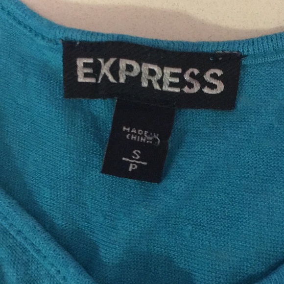 Express Aqua Linen Cap Sleeve Top - Picture 3 of 3